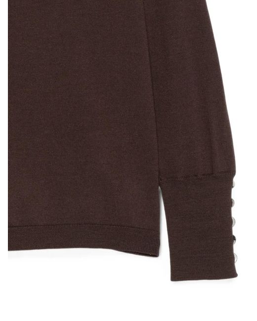 Alpha Studio Brown Button-Cuff Sweater