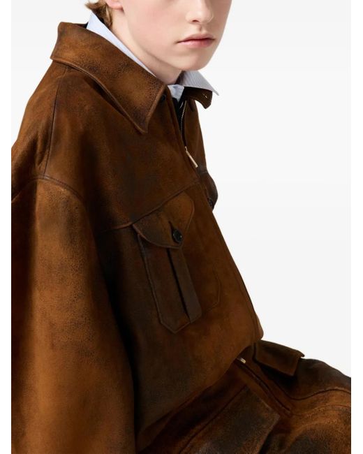 Miu Miu Leren Jack in het Brown