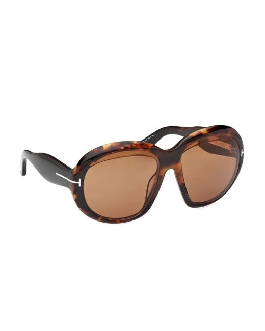 Tom Ford Pink Angellica Tortoiseshell Oval-Frame Sunglasses