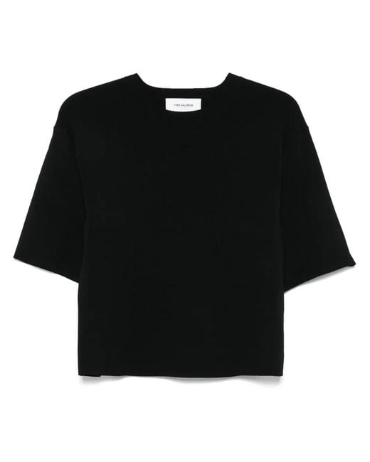 Yves Salomon Black Cropped T-Shirt