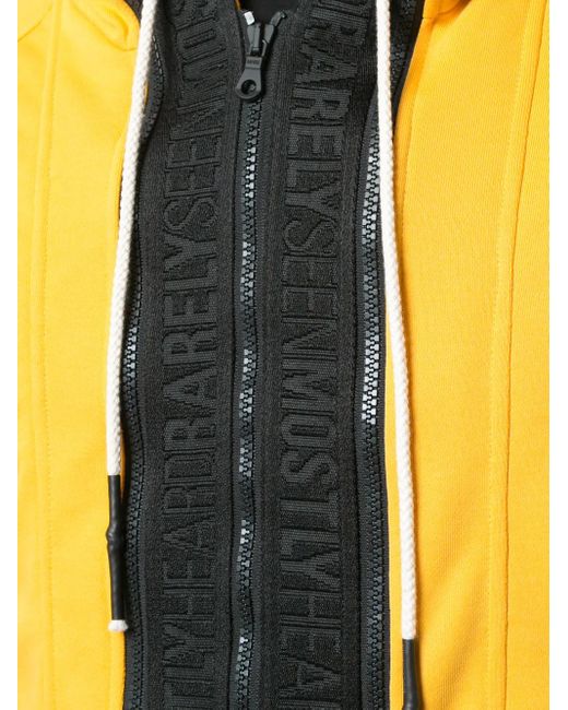 Mostly Heard Rarely Seen Yellow Zipped Hooded Sweatshirt for men