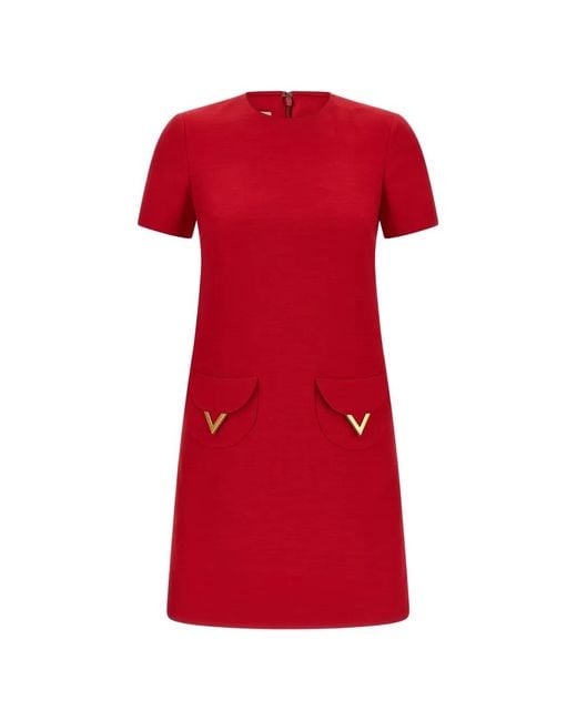 Valentino Garavani Red Logo-Detail Mini Dress