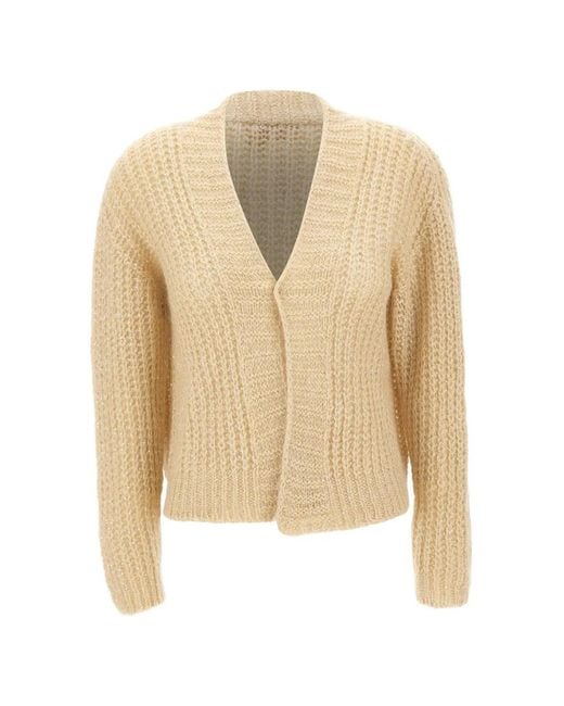 Kaos Natural Sequin-Embellished Open-Knit Cardigan