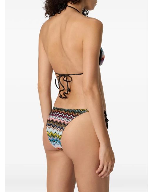 Missoni White Triangle-Top Zig-Zag-Pattern Swimsuit