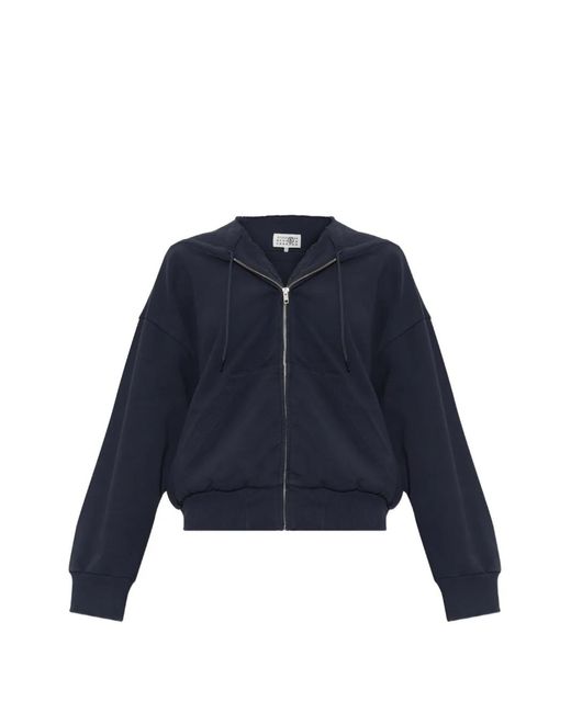 MM6 by Maison Margiela Blue Drawstring Zip-Up Hoodie