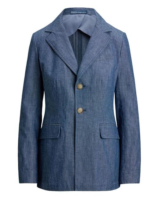 Polo Ralph Lauren Blue Single-Breasted Chambray Blazer