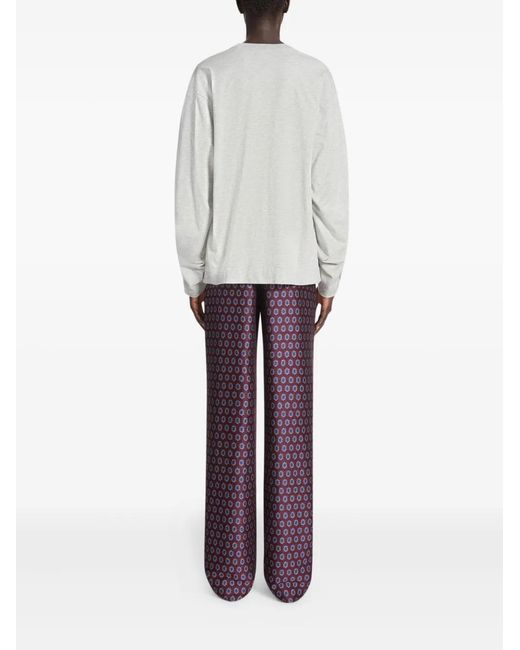 Dries Van Noten White Pleated Long-Sleeves T-Shirt
