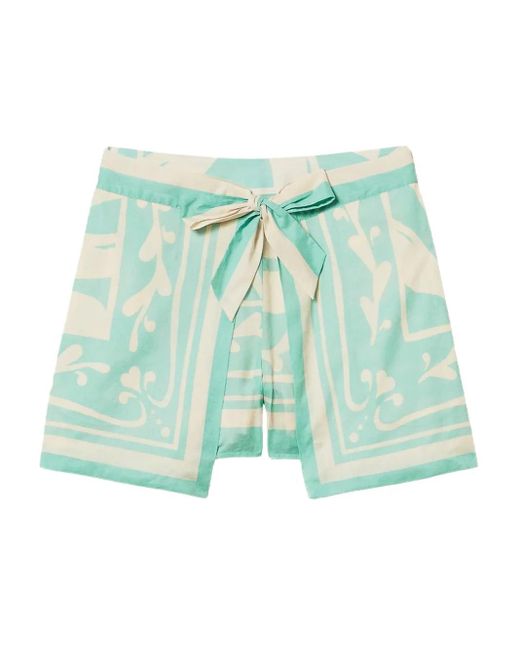 Twinset Patterned Tie-waist Shorts Green