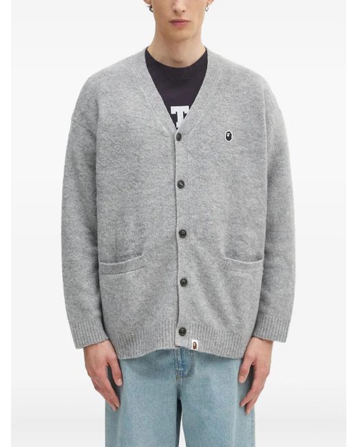 A Bathing Ape Gray Button-Up Cardigan for men