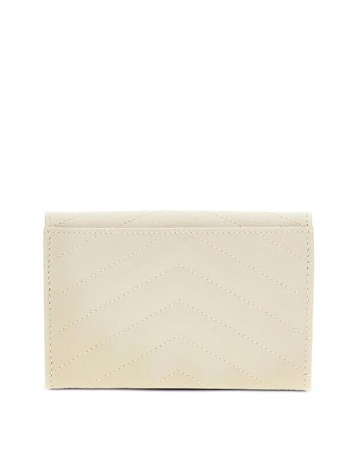Saint Laurent Natural Cassandre Chevron-Quilted Leather Wallet