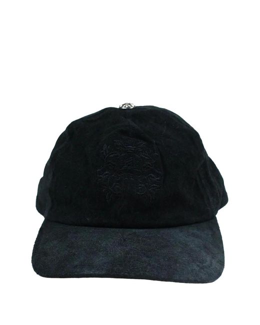 Chrome Hearts Black Five-Panel Suede Baseball Cap