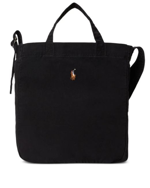 Polo Ralph Lauren Black Logo-Embroidered Tote Bag for men