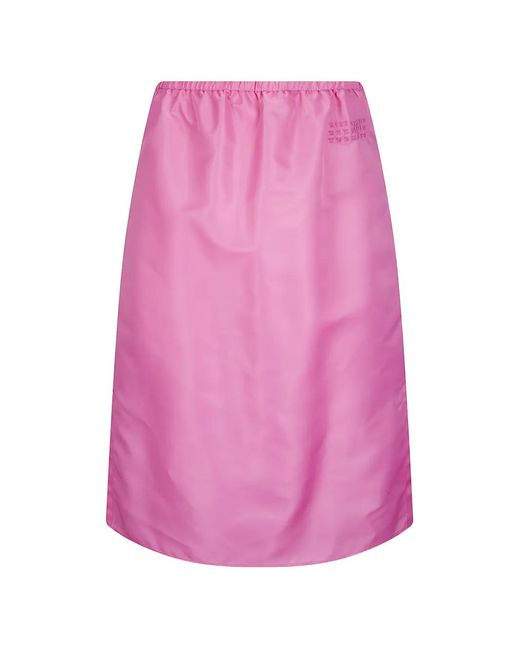MM6 by Maison Margiela Pink Logo-Embroidered Elasticated-Waist Skirt
