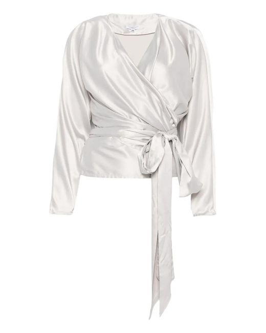 GIADA CURTI White Tie-Waist Wrap Top