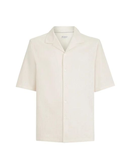 Brunello Cucinelli White Chevron Jersey Shirt for men