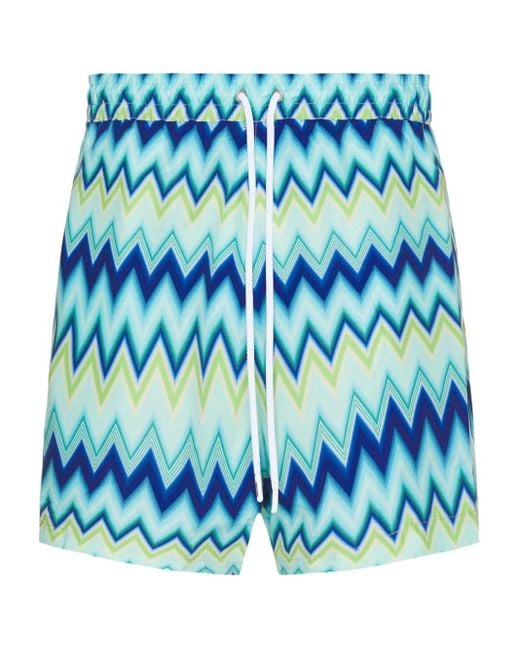 Missoni Blue Zigzag-Pattern Swim Short for men