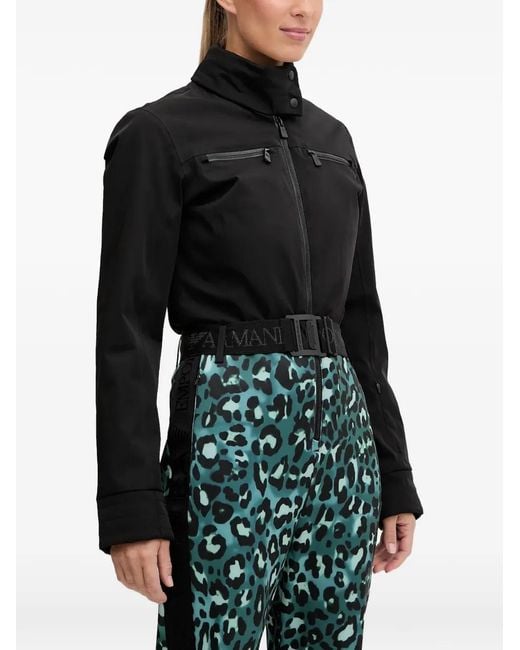 EA7 Black Pantalon De Ski Zippé À Imprimé Léopard