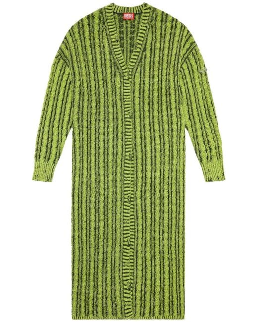 DIESEL Green M-Panagia Cable-Knit Chenille Maxi Cardigan