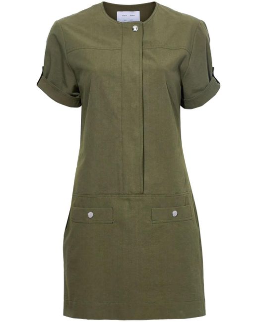 Proenza Schouler Green Short-Sleeve Cotton Mini Dress