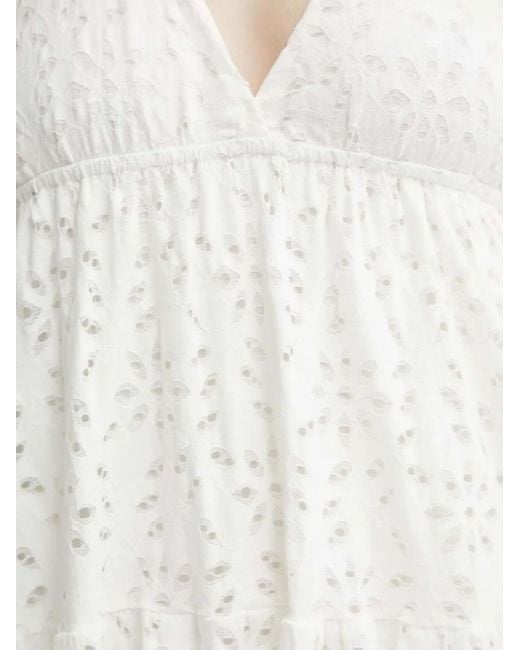 Desigual White Eyelet-Embroidery Halterneck Maxi Dress