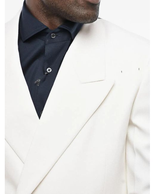 Givenchy White Double-Breasted Peak-Lapel Blazer for men