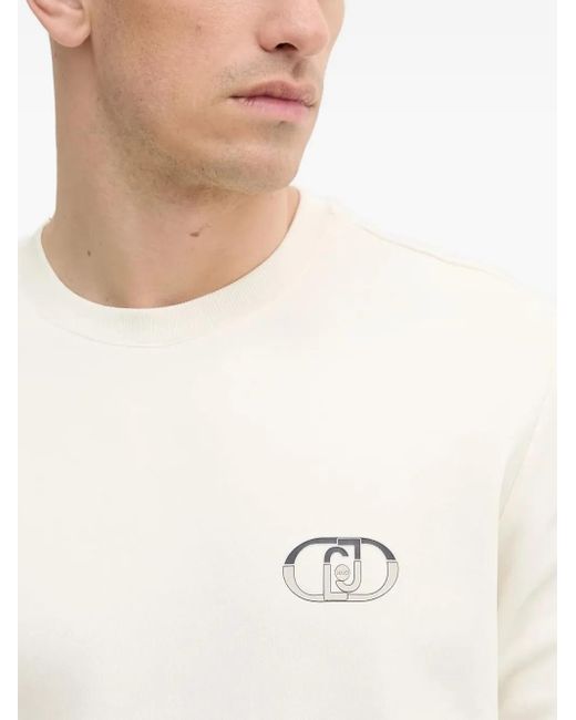 Liu Jo Blue Logo-Plaque Crew-Neck Sweater for men