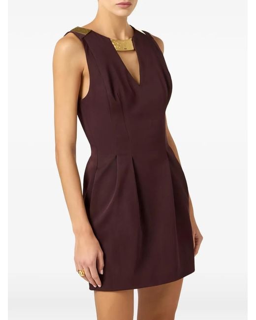 Elisabetta Franchi Purple Jewel-Detail Mini Dress