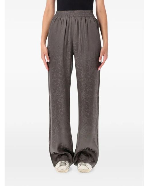 Golden Goose Deluxe Brand Gray Jacquard-Floral Elasticated-Waist Trousers
