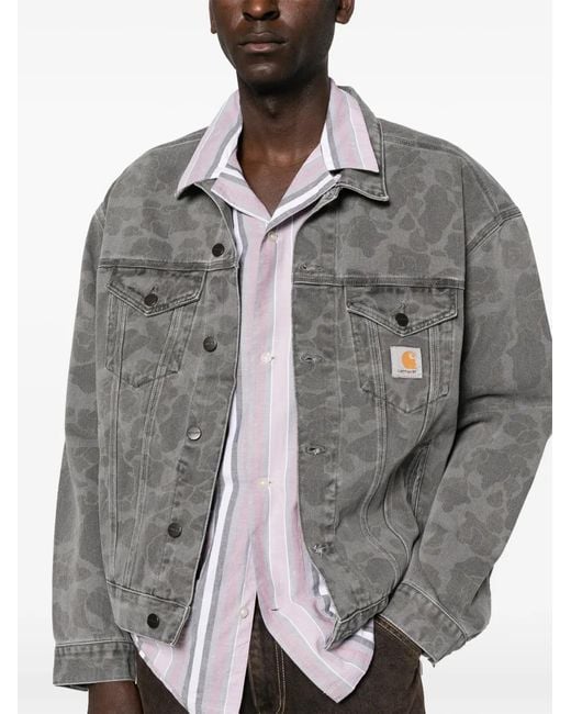 Carhartt Gray Helston Camouflage Buttoned Jacket for men