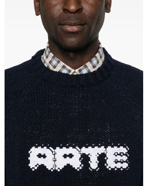 Arte' Black Crew-Neck Sweater for men