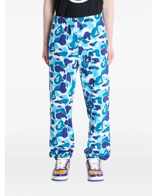 A Bathing Ape Blue Abc Camo Ape Head Track Pants for men