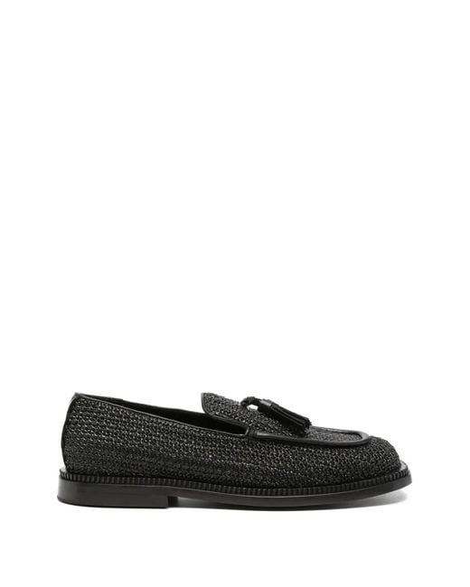 THE ANTIPODE Black Tassel-Detail Raffia Loafers for men
