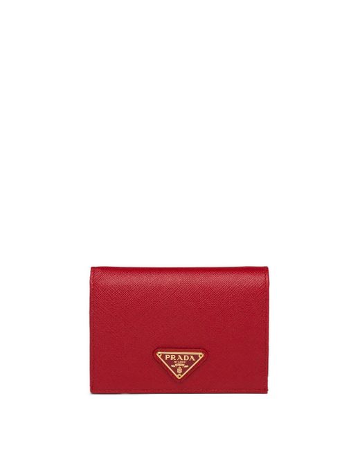 Prada Red Small Logo-Plaque Wallet