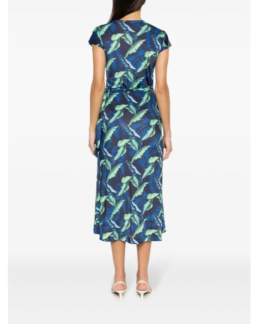Lygia & Nanny Blue Gewickeltes Kleid Mit Blatt-Print