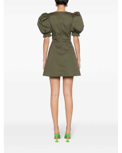 Moschino Green Puff-sleeve Cotton Minidress
