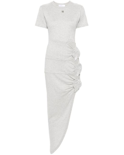 GIUSEPPE DI MORABITO White Cut-out Asymmetric Midi Dress