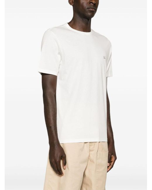 Camiseta 30/1 con estampado Goggles C P Company de hombre de color White