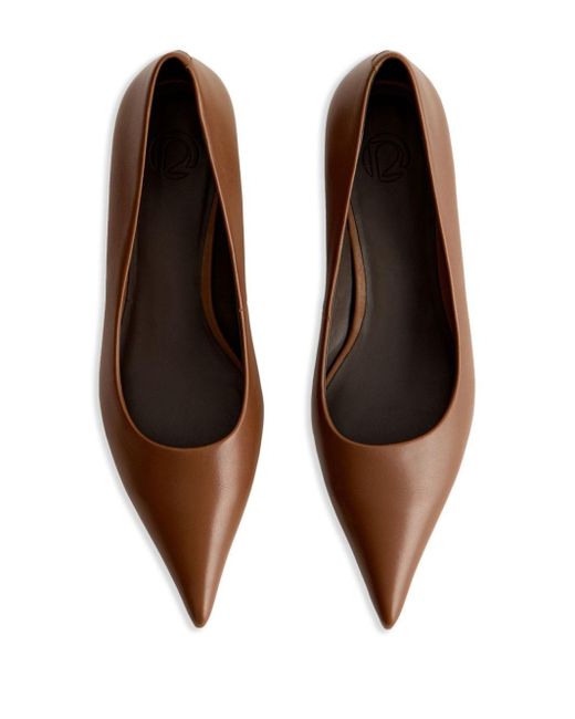 12 STOREEZ Brown 50mm Pointed-toe Leather Pumps