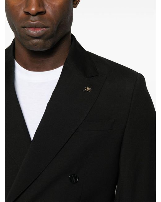 Manuel Ritz Black Double-breasted Wool Suit for men