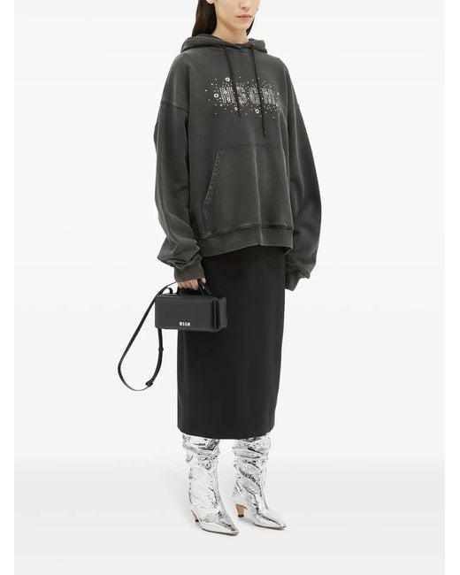 MSGM Black High-Rise Midi Skirt