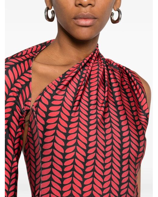 Atu Body Couture Red One-Shoulder Cut-Out Maxi Dress