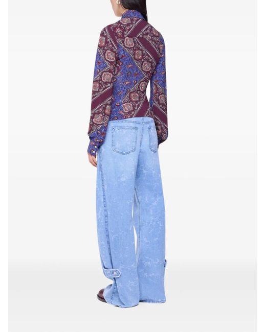 Rabanne Blue Paisley-Print Shirt