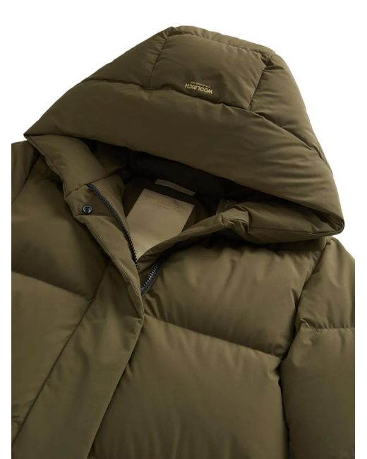Woolrich Green Hooded Quilted Zip-Fastening Coat