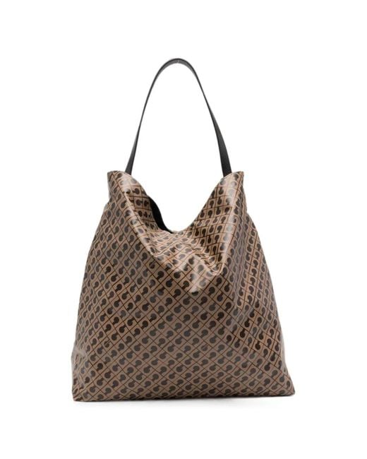 Gherardini Brown Monogram-Print Tote Bag