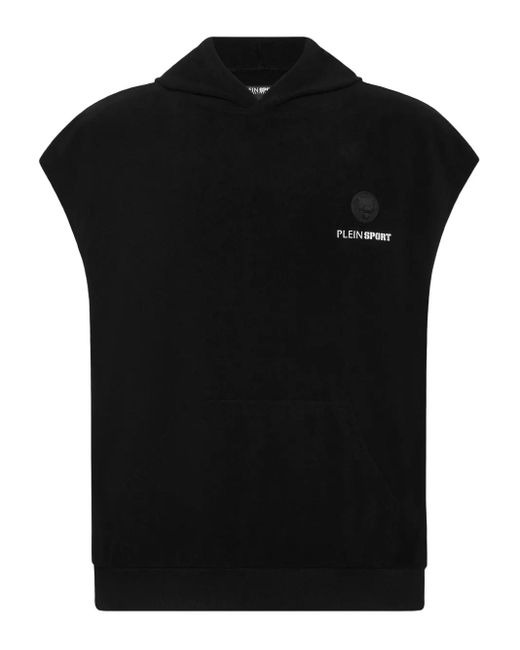 Philipp Plein Black Sleeveless Vest Hoodie for men