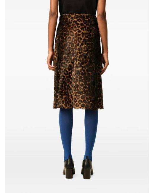 Gonna Midi Leopardata di AMI in Brown