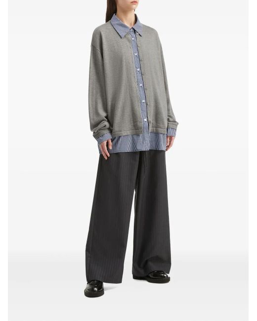 B+ AB Gray Button-Front Layered Cardigan