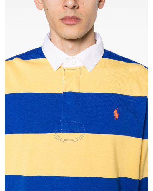 Polo Ralph Lauren Gestreiftes Poloshirt mit Logo-Stickerei in Blue für Herren