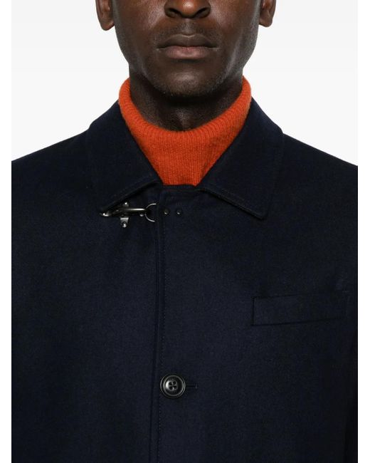 Fay Blue Button-Fastening Welt-Pocket Coat for men