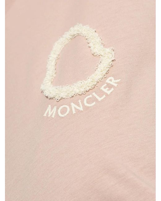 Moncler Pink Logo-Appliqué T-Shirt